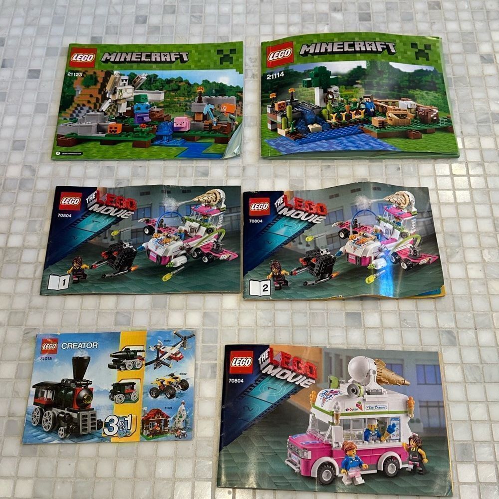 Lego Minecraft Lego Movie Instruction Manuals Lot
